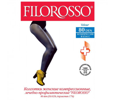 МЕД Колг. Filorosso  VELOUR 80 den, 1 кл ч/беж